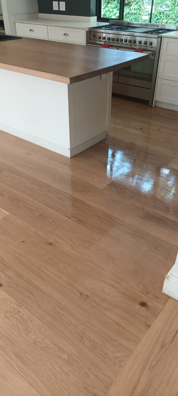Engineered oak floor with a fresh even seal in a Constantia home