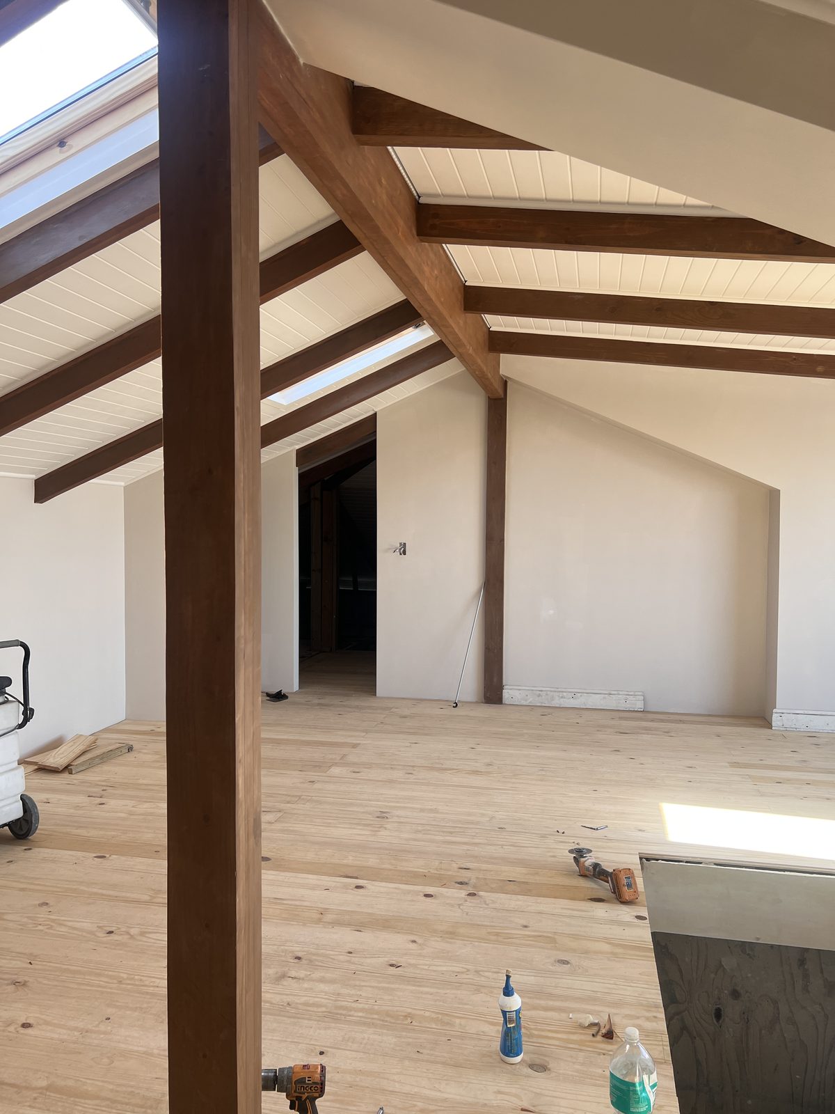 New bare pine floor before sanding and sealing in a Kalk Bay home